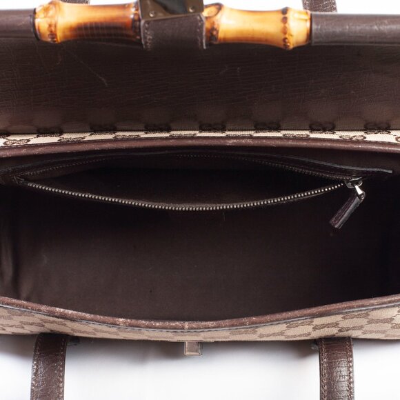 Authentic Gucci Monogram Bamboo Bullet Bag Dark Brown - Picture 5 of 16